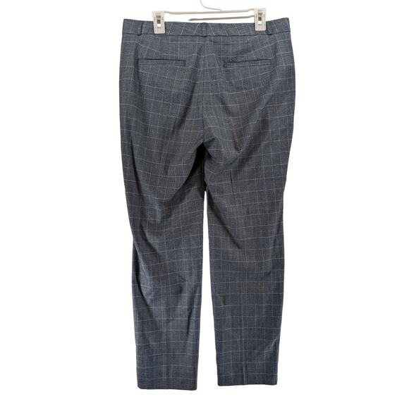 Banana Republic Ryan Plaid Pants 10 Gray White Straight Leg Office Trouser Dress - Picture 3 of 11